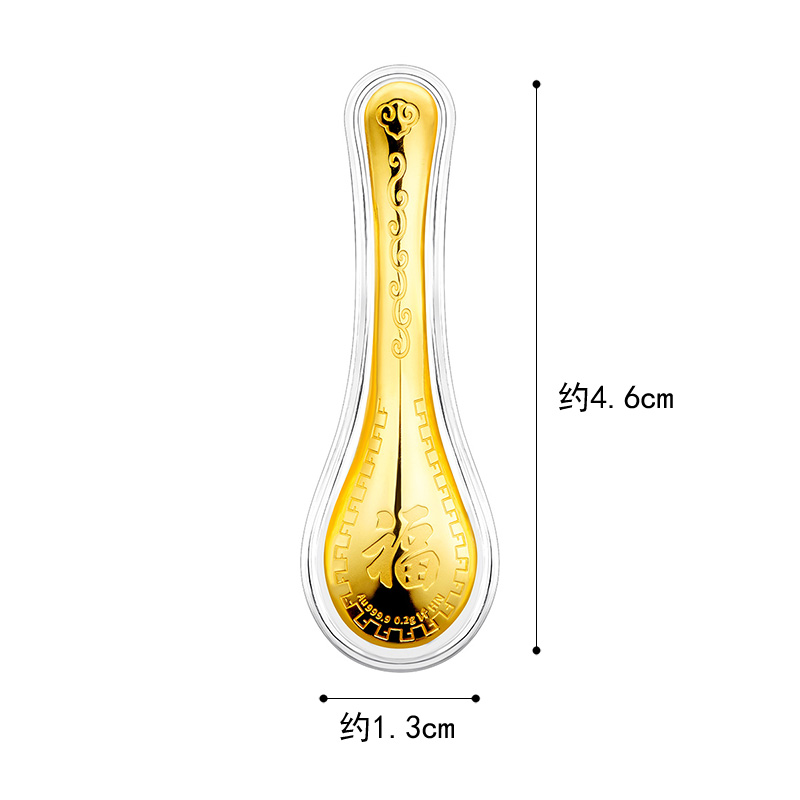 六福珠宝足金摆件吉祥有福金饭碗黄金礼盒端午送礼定价HNA10029