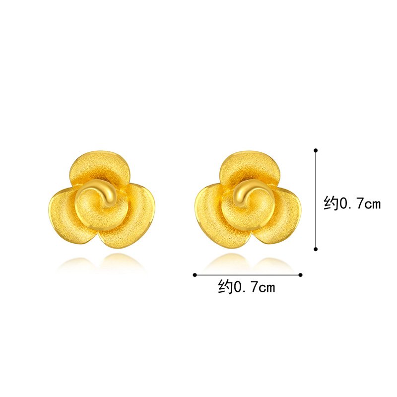 六福珠宝旋舞黄金耳钉女款足金小耳钉金耳环耳饰送礼计价GDG50106