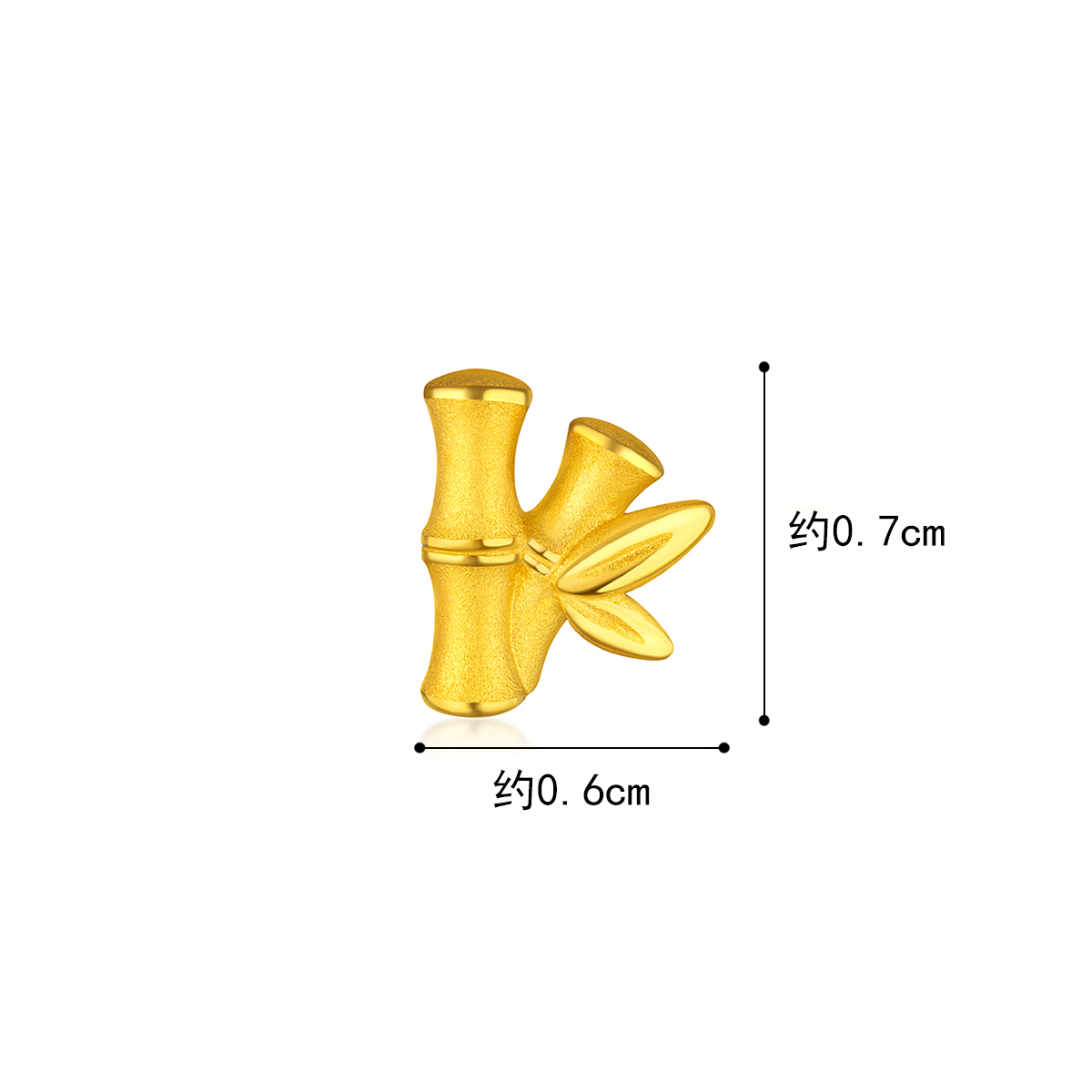 六福珠宝竹报平安黄金耳钉女单只足金耳环送礼计价GDGTBE0043
