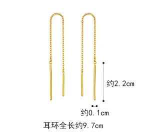 六福珠宝足金耳线简约款黄金耳环女金耳钉耳饰计价B01TBGE0009