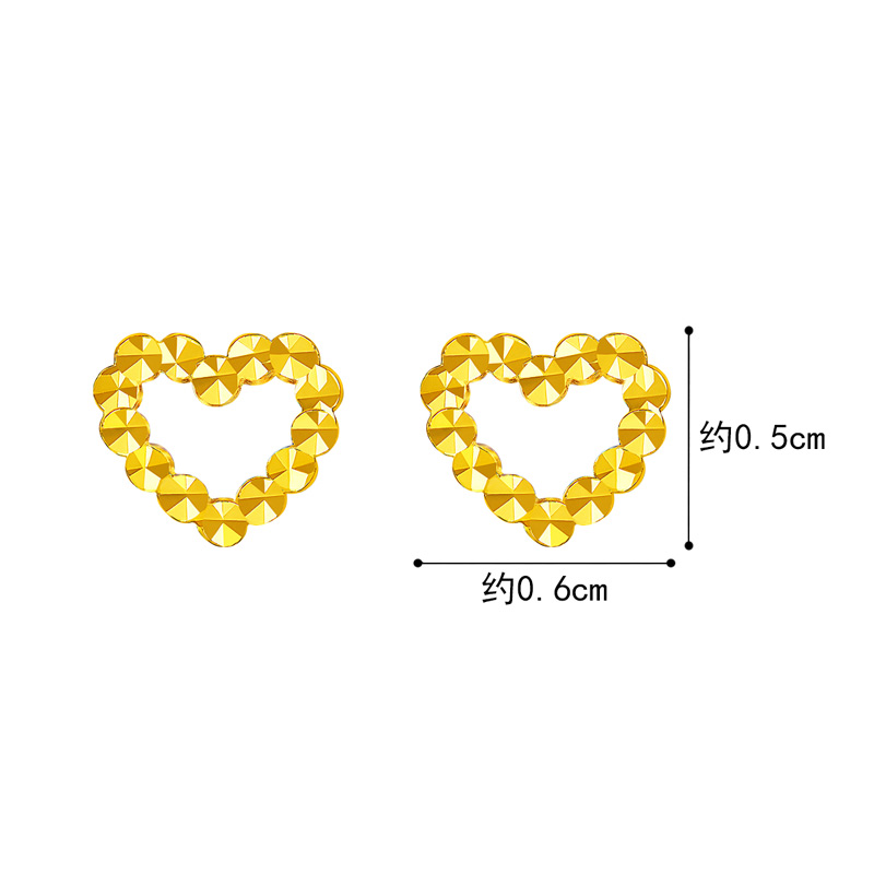 六福珠宝爱心黄金耳钉耳环情人节礼物新款足金耳饰送女友七夕礼计价G01G0026DS