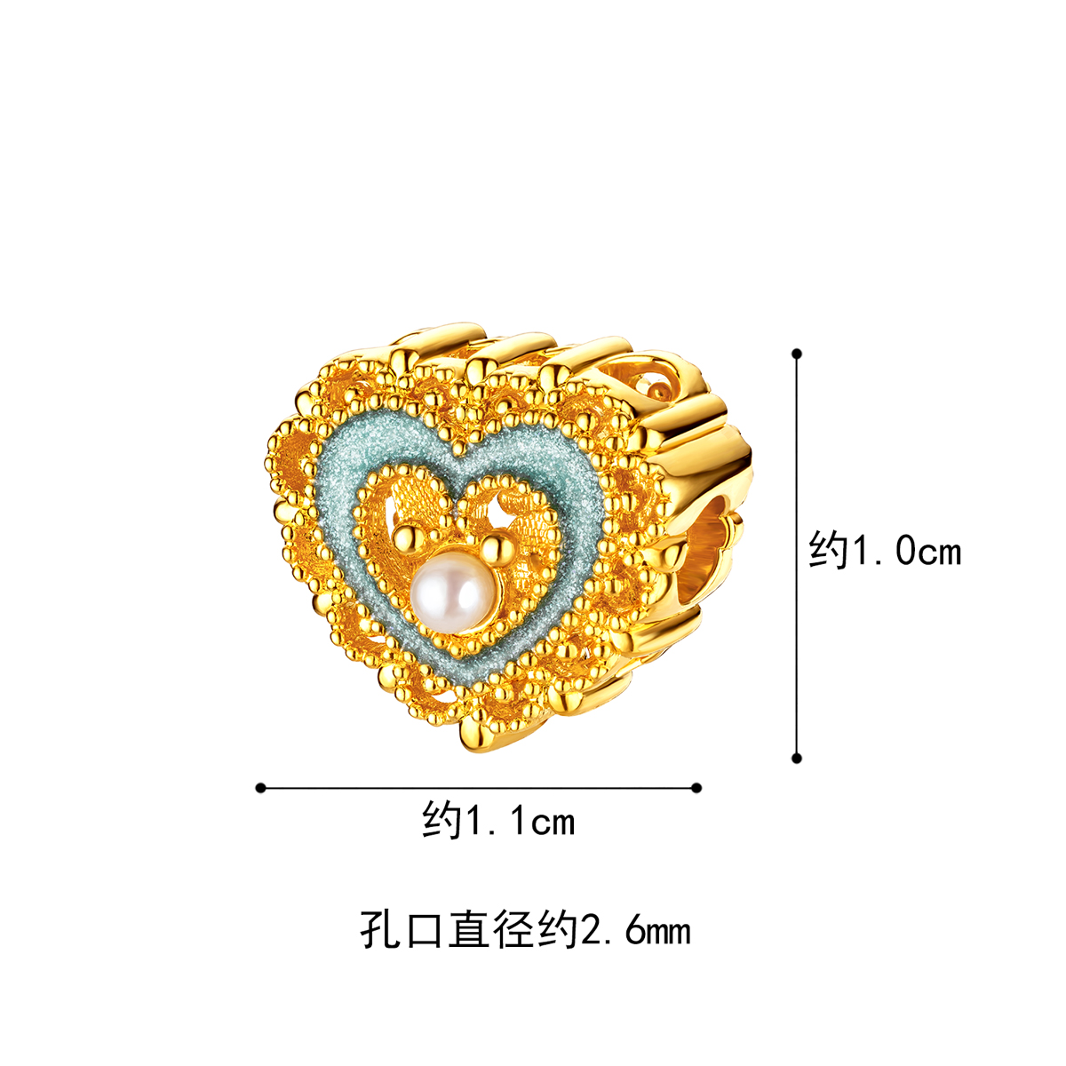 六福珠宝花韵黄金转运珠女珐琅工艺DIY珍珠串珠路路通定价FIA1TBP0009