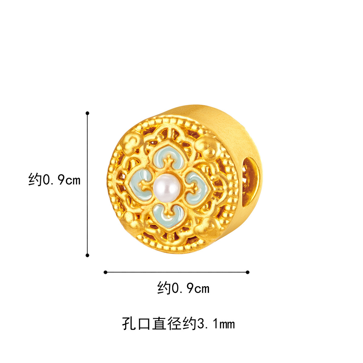 六福珠宝宋韵四合如意黄金转运珠珐琅工艺金串珠定价GDA1TBP0037