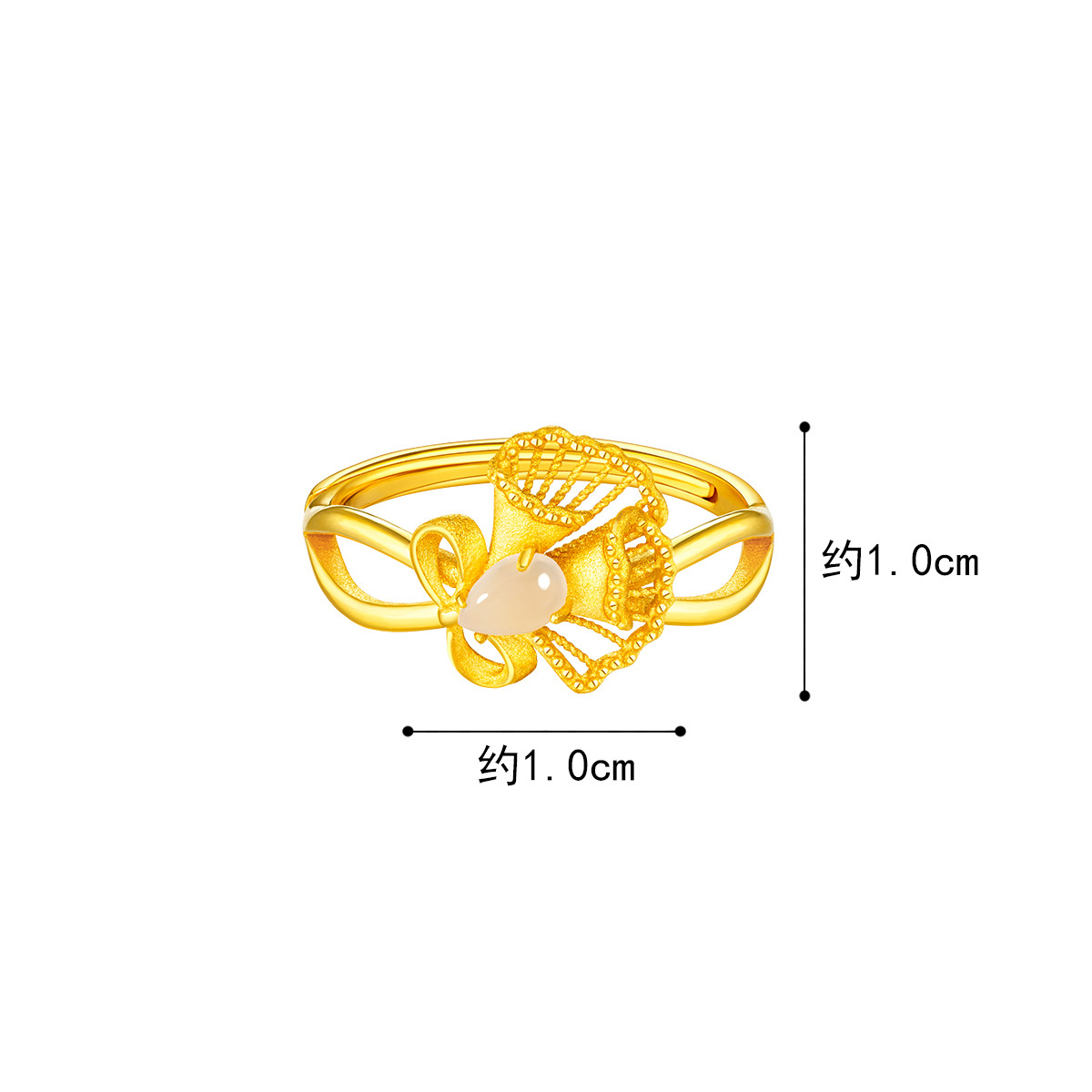 六福珠宝小馨意黄金戒指送妈妈足金和田玉戒指女款计价GDGTBR0055