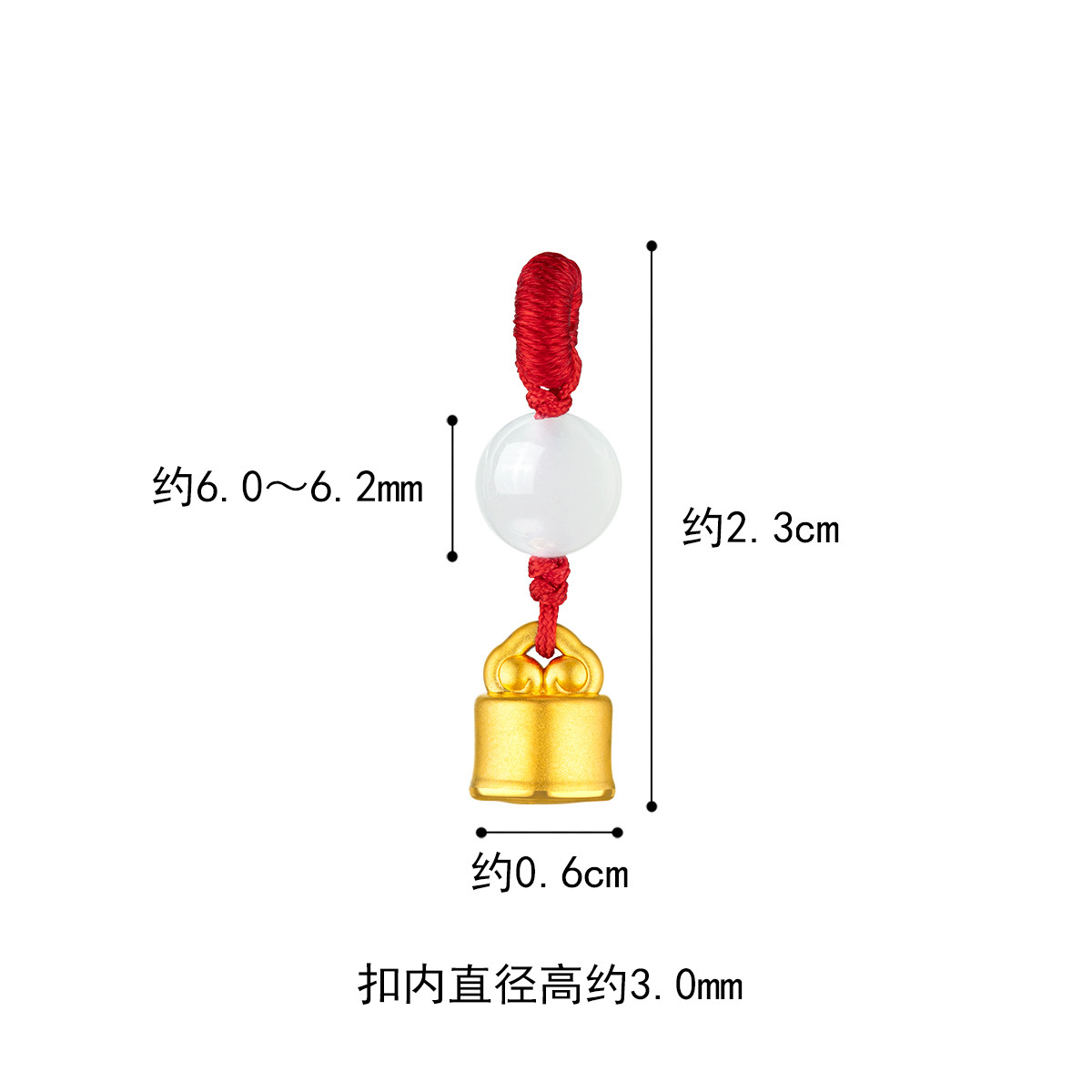 六福珠宝玉挂坠宝宝款印章黄金吊坠儿童配饰送礼定价GPA1TBP0007